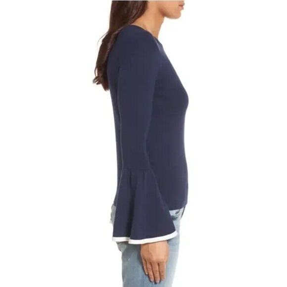 Halogen Women XL Sweater Knit Flare Sleeve Navy Blue - Picture 3 of 9